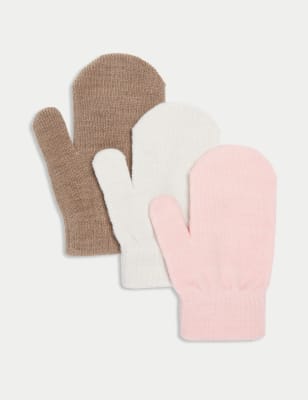 

Girls M&S Collection Kids' 3pk Mittens - Pink Mix, Pink Mix