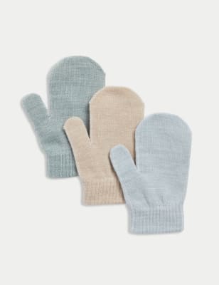 

Boys M&S Collection Kids' 3pk Magic Mittens - Blue Mix, Blue Mix