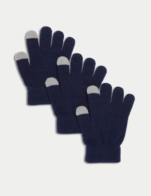 

Boys M&S Collection Kids' 3pk Magic Gloves - Indigo, Indigo