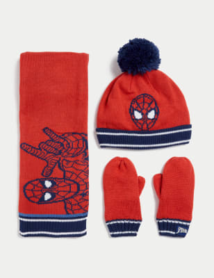 

Boys M&S Collection Kids' Spider-Man™ Hat, Scarf and Mitten Set (1-6 Yrs) - Red, Red