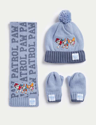 

M&S Collection Conjunto infantil de manoplas, gorro y bufanda de la Patrulla canina (1-6 años) - Blue, Blue