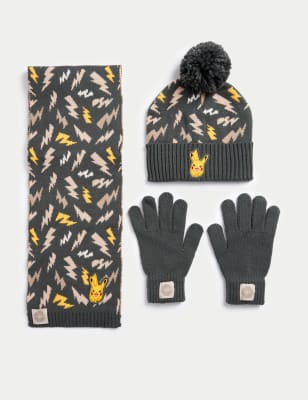 

M&S Collection Set aus Mütze, Schal und Handschuhen mit Pokémon™-Motiv für Kinder (6-13 J.) - Grey Mix, Grey Mix