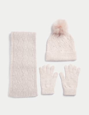 

Girls M&S Collection Kids' Beaded Hat, Scarf and Gloves Set (6-13 Yrs) - Oatmeal, Oatmeal