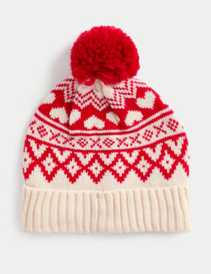 

Unisex,Boys,Girls M&S Collection Kids' Fair Isle Winter Hat (1-13 Yrs) - Red, Red