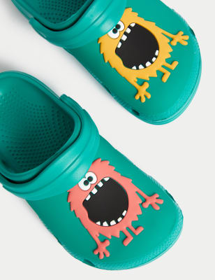 

Unisex,Boys,Girls M&S Collection Kids' Monster Clogs (4 Small - 2 Large) - Green, Green