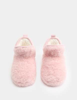 Unisex,Boys,Girls M&S Kids' Borg Slipper Boots (4 Small-7 Large), Pink