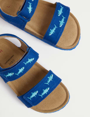 

Boys M&S Collection Kids' Shark Footbed Sandals (4 Small - 2 Large) - Blue Mix, Blue Mix