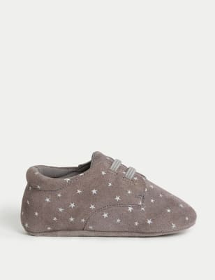 

M&S Collection Zapatos Derby de ante para bebé con diseño de estrellas (0-18 meses) - Grey, Grey