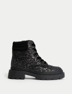 Black sparkle boots best sale