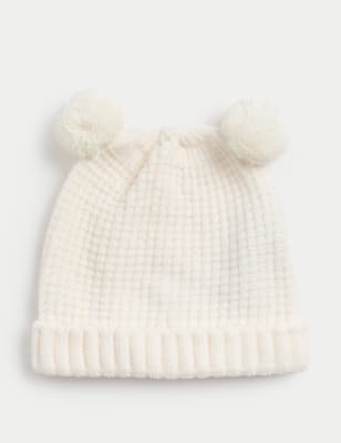 

M&S Collection Wintermütze mit doppeltem Pommel für Kinder (0-3 J.) - Ivory, Ivory