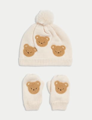 

Unisex,Boys,Girls Kids' 2pc Spencer Bear™ Hat & Mittens Set (0-3 Yrs) - Calico Mix, Calico Mix