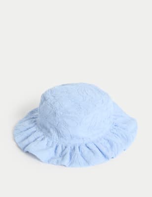 

Girls M&S Collection Kids' Cotton Rich Embroidered Sun Hat (0-3 Yrs), Light Blue