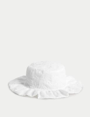 

M&S Collection Kindersonnenhut mit hohem Baumwollanteil mit Stickerei (0-36 M.) - White, White