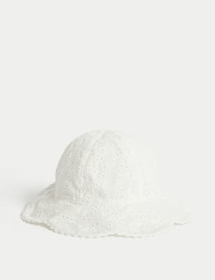 

M&S Collection Bestickter Kindersonnenhut aus reiner Baumwolle (1-6 J.) - White, White