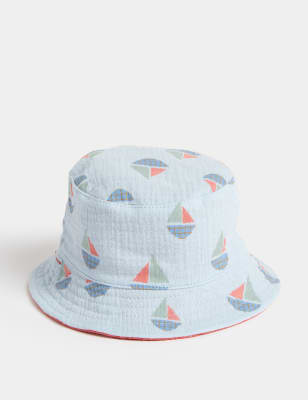 

M&S Collection Wendbarer Sonnenhut aus reiner Baumwolle (0-1 J.) - Blue Mix, Blue Mix