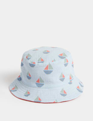 

Unisex,Boys,Girls M&S Collection Kids' Pure Cotton Reversible Sun Hat (1-6 Yrs) - Blue Mix, Blue Mix