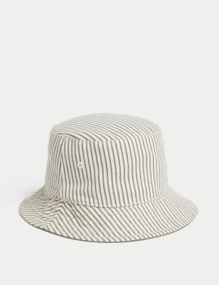 

M&S Collection Gorro para verano 100% algodón de rayas (0-1 años) - Green, Green