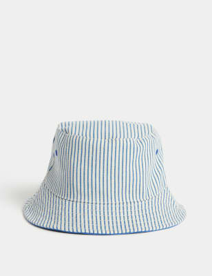 

Unisex,Boys,Girls M&S Collection Kids' Pure Cotton Striped Sun Hat (1-6 Yrs) - Blue Mix, Blue Mix