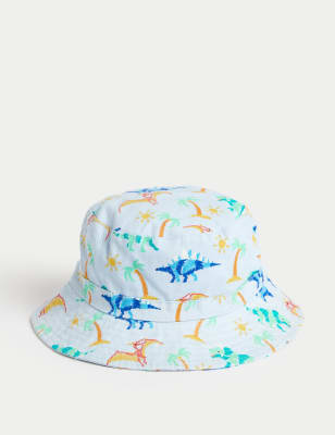 

Boys M&S Collection Kids' Pure Cotton Dino Print Sun Hat (1-13 Yrs) - Blue Mix, Blue Mix