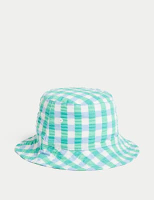 

Boys M&S Collection Kids' Pure Cotton Checked Sun Hat (0-1 Yrs) - Green Mix, Green Mix