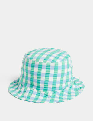 

Boys M&S Collection Kids' Pure Cotton Checked Sun Hat (1-6 Yrs) - Green Mix, Green Mix
