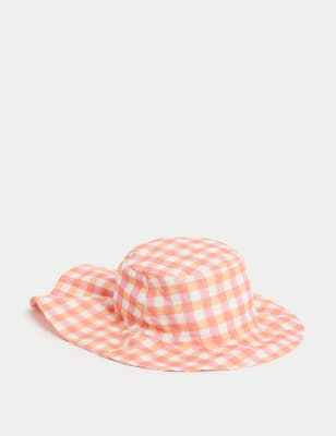 

Girls M&S Collection Pure Cotton Gingham Print Sun Hat (1-6 Yrs) - Pink Mix, Pink Mix