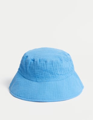 

Girls M&S Collection Kids' Pure Cotton Sun Hat (1-13 Yrs) - Blue, Blue