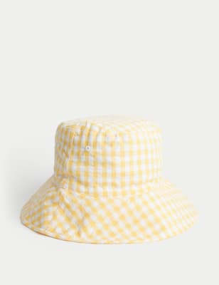 

Girls M&S Collection Kids' Pure Cotton Gingham Sun Hat (1 - 13 Yrs) - Yellow, Yellow