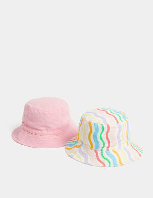 

M&S Collection Pack de 2 gorros para verano infantiles 100% algodón (1-13 años) - Pink Mix, Pink Mix