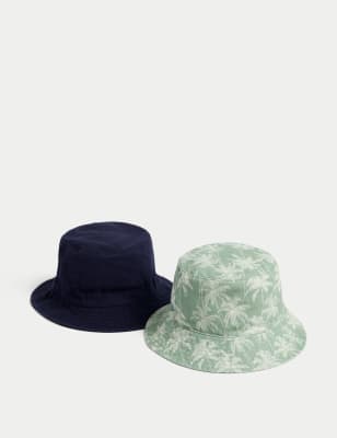 

Boys M&S Collection Kids' 2pk Pure Cotton Sun Hats (1-13 Yrs) - Navy Mix, Navy Mix