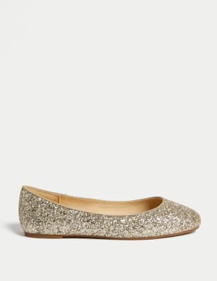 

Girls M&S Collection Kids' Glitter Ballet Pumps (3 Large - 6 Large) - Gold, Gold