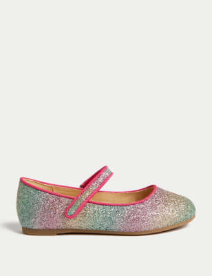 

Girls M&S Collection Kids' Glitter Mary Jane Shoes (4 Small - 2 Large) - Blue Mix, Blue Mix