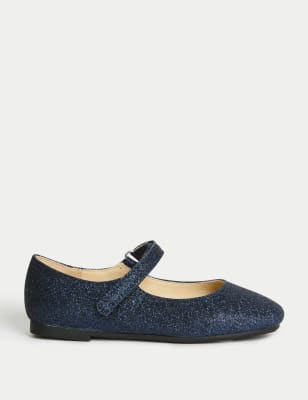 

Girls M&S Collection Kids' Glitter Mary Jane Ballet Pumps (4 Small-2 Large) - Navy, Navy