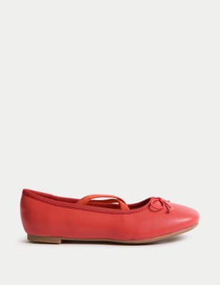 

M&S Collection Bailarinas infantiles metalizadas (4 pequeño-6 grande) - Red, Red