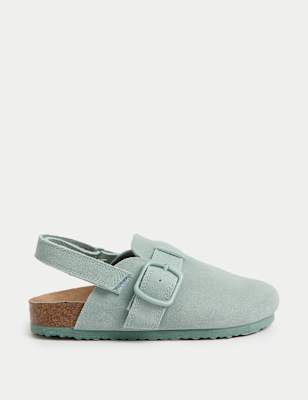 

Unisex,Boys,Girls M&S Collection Kids Suede Riptape Clogs (4 Small - 2 Large), Green