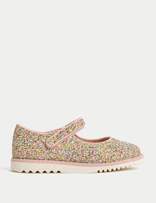 

Girls M&S Collection Kids' Glitter Mary Jane Shoes (4 Small - 2 Large) - Pink Mix, Pink Mix