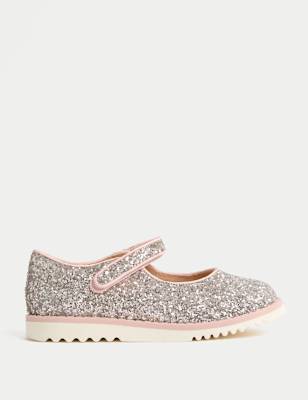 

Girls M&S Collection Kids' Glitter Mary Jane Shoes (4 Small - 2 Large) - Silver Mix, Silver Mix