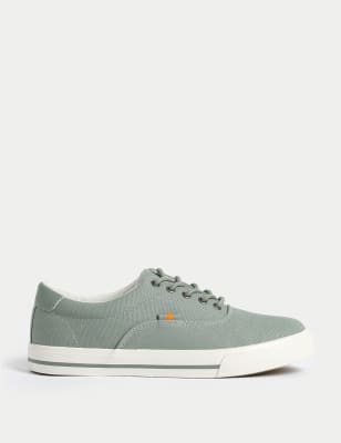 

M&S Collection Zapatillas de deporte infantiles de lona con cordones (1 grande-7 grande) - Green, Green