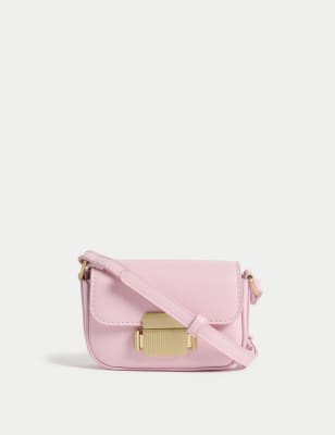 

Girls M&S Collection Kids' Faux Leather Mini Lock Bag - Pink, Pink