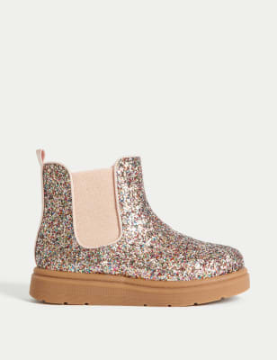 

Girls M&S Collection Kids' Glitter Chelsea Boots (4 Small - 2 Large) - Pink Mix, Pink Mix