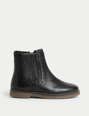 M&S Kid's Leather Chelsea Boots (4 Small-2 Large) - 7 SSTD - Black Mix, Black Mix,Light Tan Mix