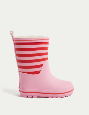 

Unisex,Boys,Girls M&S Collection Kids' Striped Wellies (4 Small - 6 Large) - Pink Mix, Pink Mix