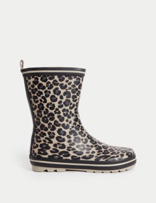 

Girls M&S Collection Kids' Leopard Print Wellies (4 Small - 6 Large) - Black Mix, Black Mix