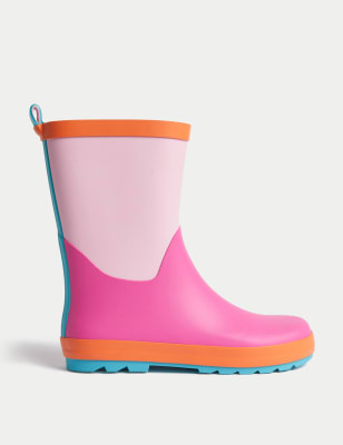 

Girls M&S Collection Kids' Colour Block Wellies (4 Small - 6 Large) - Pink, Pink