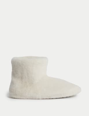 

Girls M&S Collection Kids' Faux Fur Slipper Boots (4 Small - 6 Large) - Light Cream, Light Cream