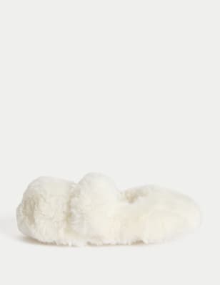 

Girls M&S Collection Kids' Faux Fur Ballet Slippers (4 Small - 6 Large) - Cream, Cream