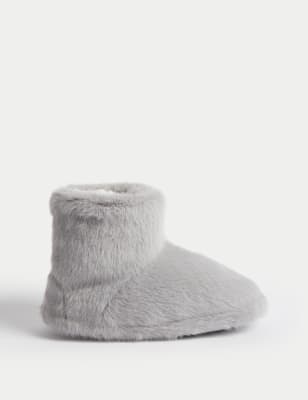 

Boys M&S Collection Kids' Faux Fur Slipper Boots (4 Small - 7 Large) - Grey, Grey