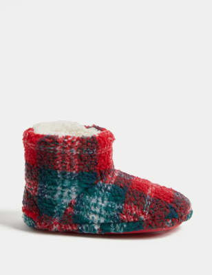 

Boys M&S Collection Kids' Checked Slipper Boots (4 Small - 7 Large) - Red Mix, Red Mix