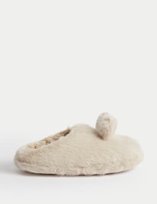 

Girls M&S Collection Kids' Bunny Faux Fur Slippers (9 Small - 6 Large) - Oatmeal, Oatmeal