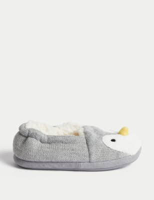 

Unisex,Boys,Girls M&S Collection Kids' Penguin Knitted Slippers (4 Small - 7 Large) - Grey Mix, Grey Mix